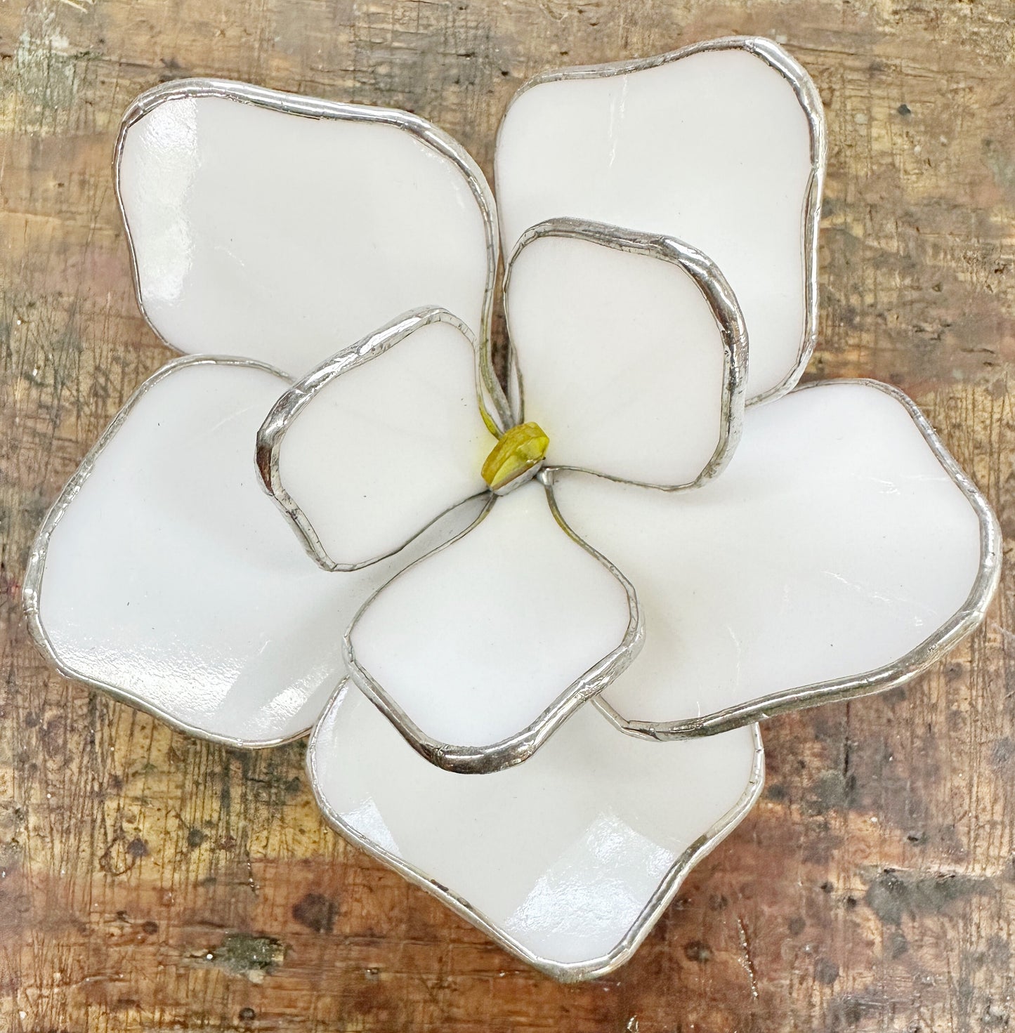 Magnolia Flower Stained Glass Sculpture for plant lovers