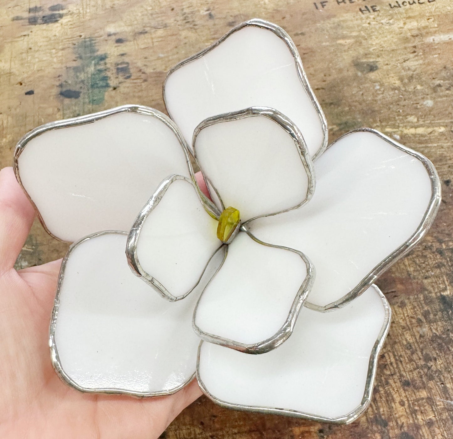 Magnolia Flower Stained Glass Sculpture for plant lovers