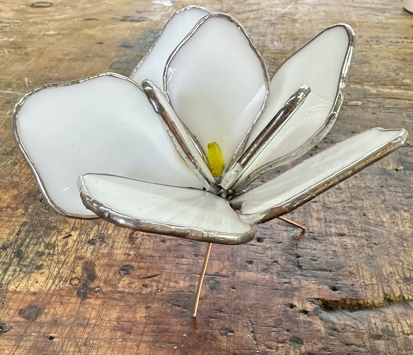 Magnolia Flower Stained Glass Sculpture for plant lovers